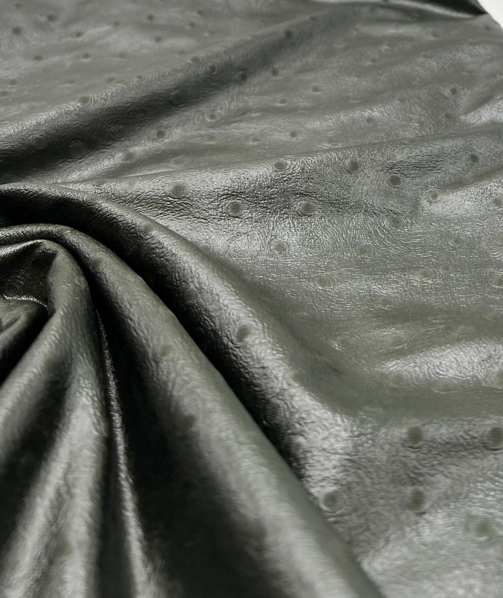 Khaki Spot Wet look Leather 2 Way Stretch Dress Craft Fabric - T9 Fabrics